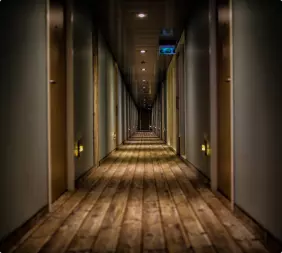 long corridor of the hotel