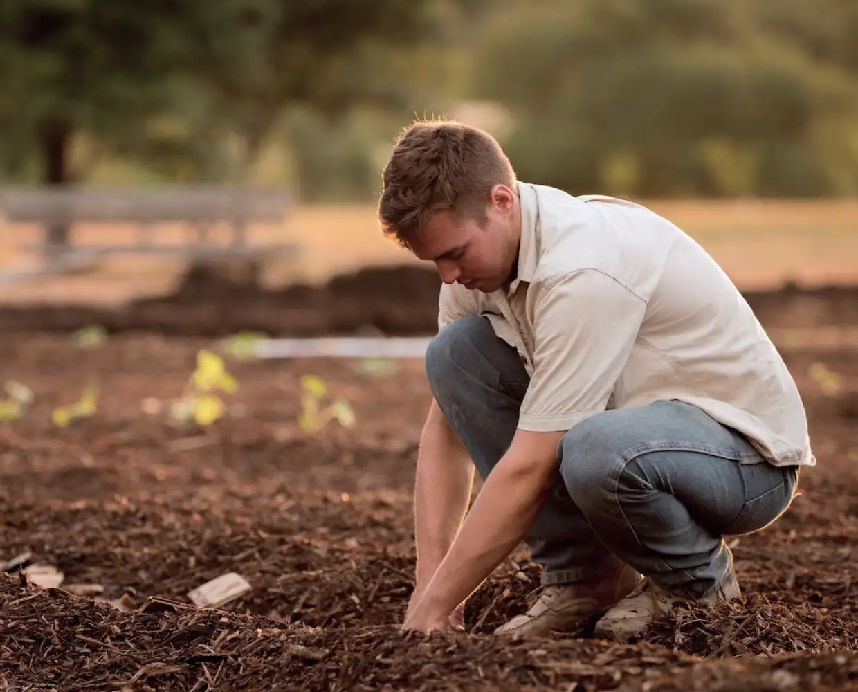 A man works in the ground