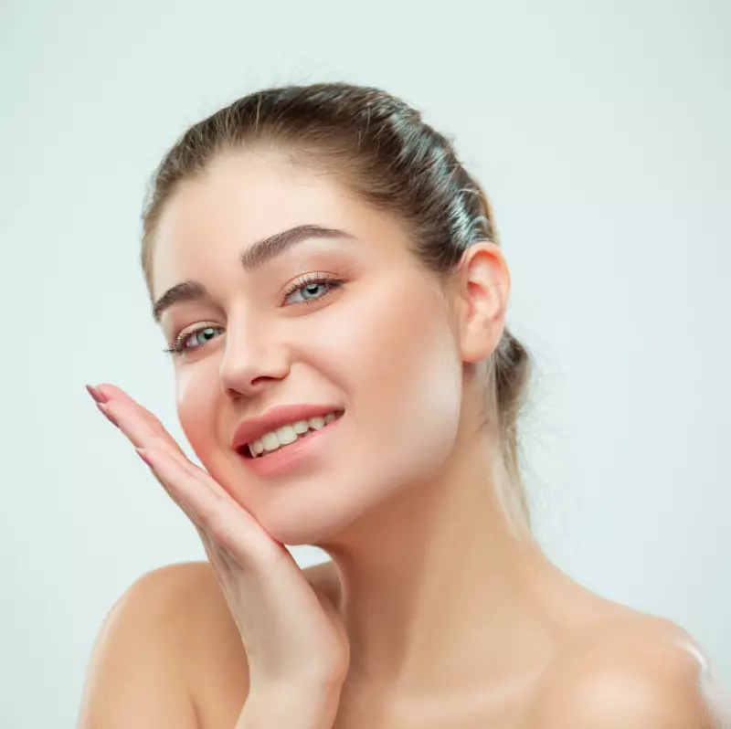 A girl on a white background