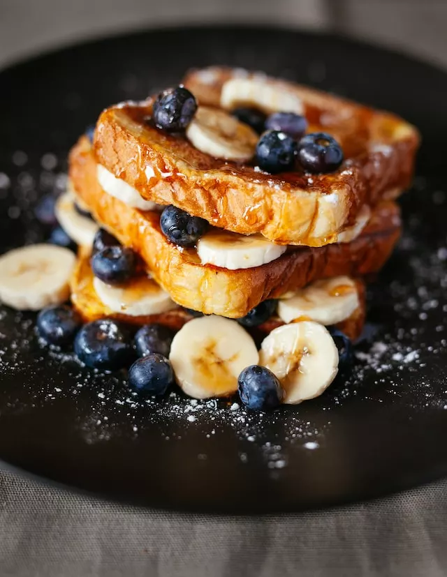 dessert with banana and blueberries