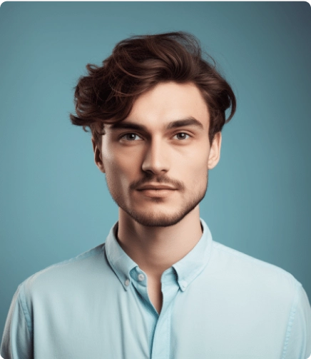 young guy with combed hair in a white shirt