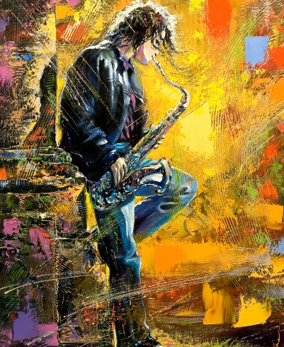 saxophonist plays the instrument