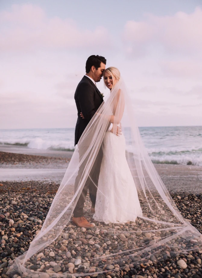 Bride and groom on the beach