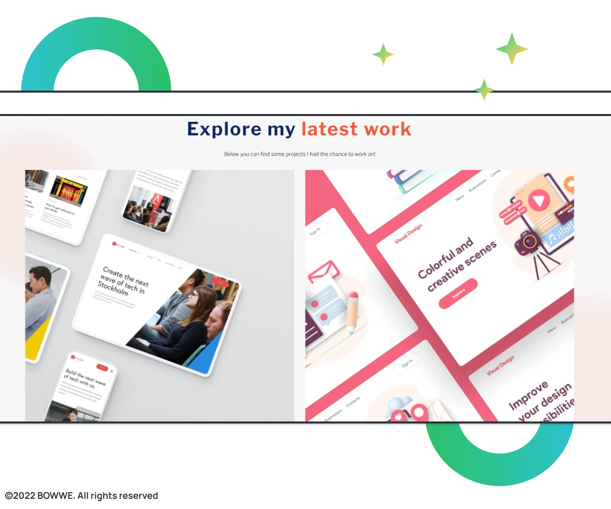 Section "Works" from BOWWE Portfolio template
