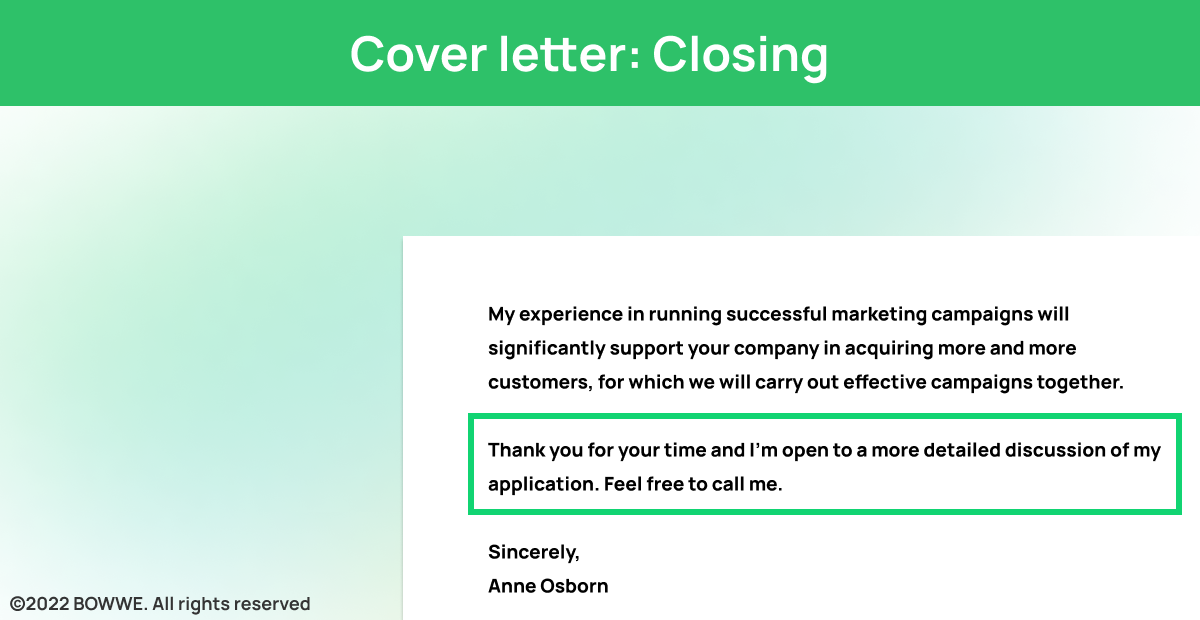 Graphic - Cover letter: Closing