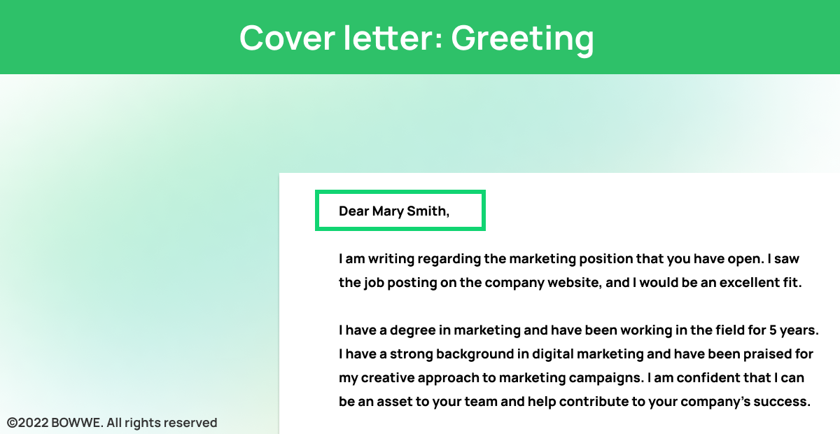 Graphic - Cover letter: Greeting