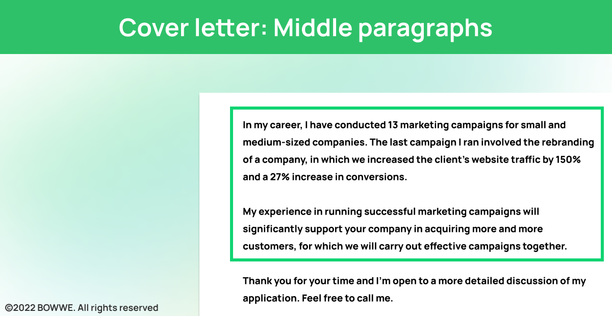 Graphic - Cover letter: Middle paragraphs 