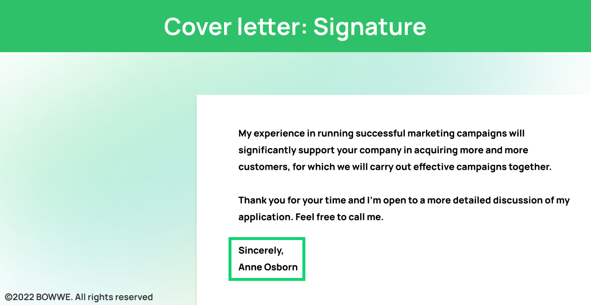 Graphic - Cover letter: Signature