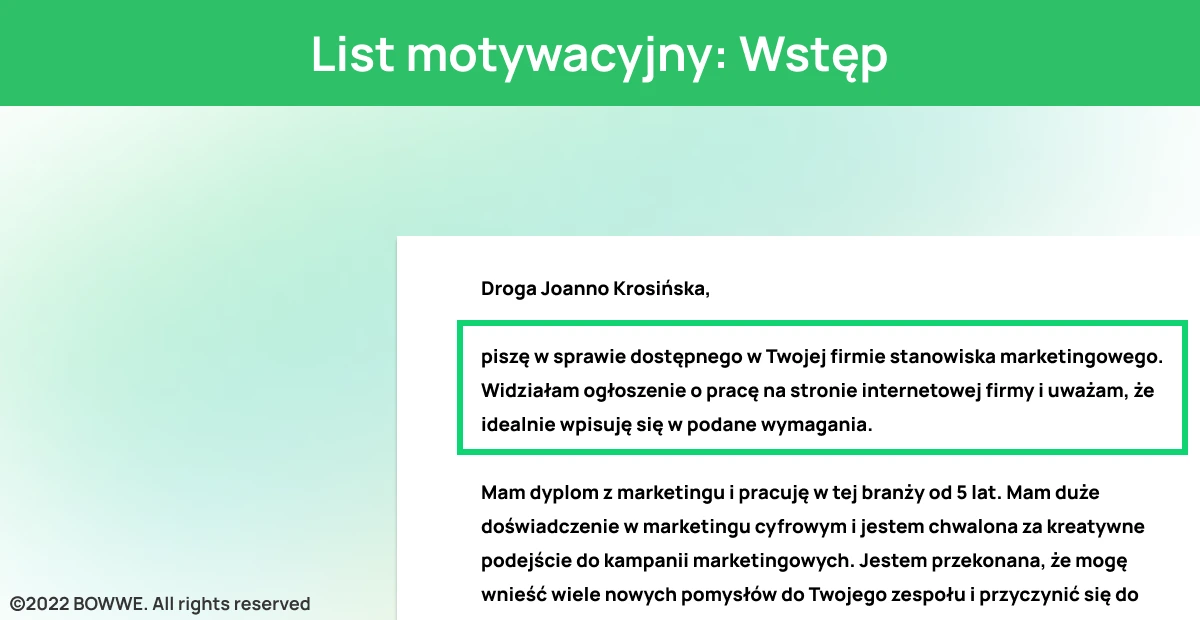 Grafika - List motywacyjny: Wstęp 