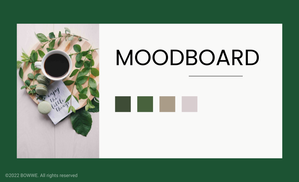 Graphics with an example moodboard