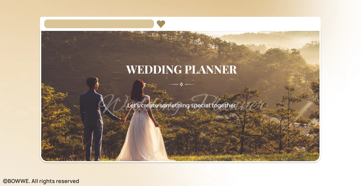Screenshot of template with wedding photography as the background 