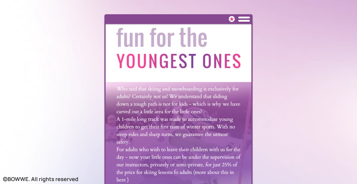 Screenshot from BOWWE template showing text on violet background