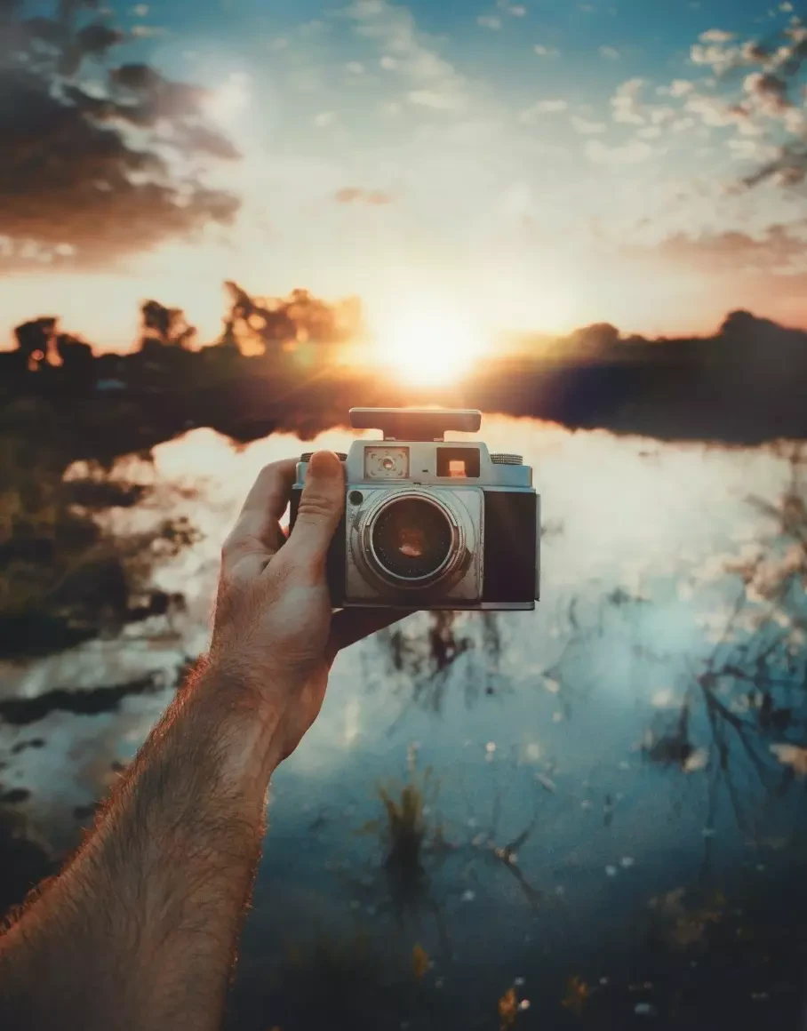 The hand holding the camera