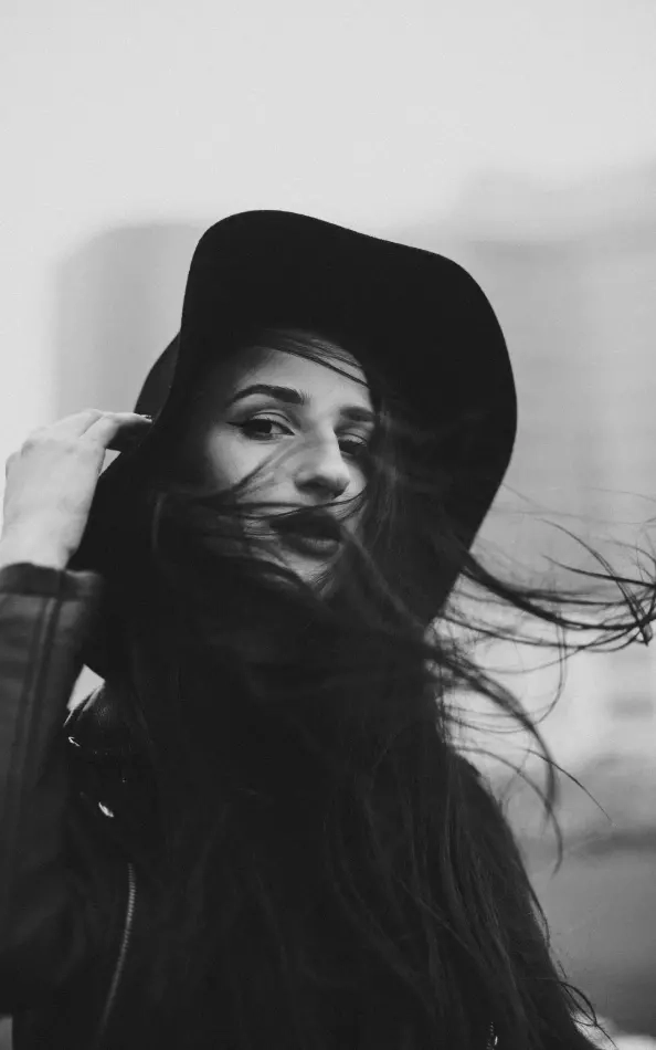 Girl in a black hat