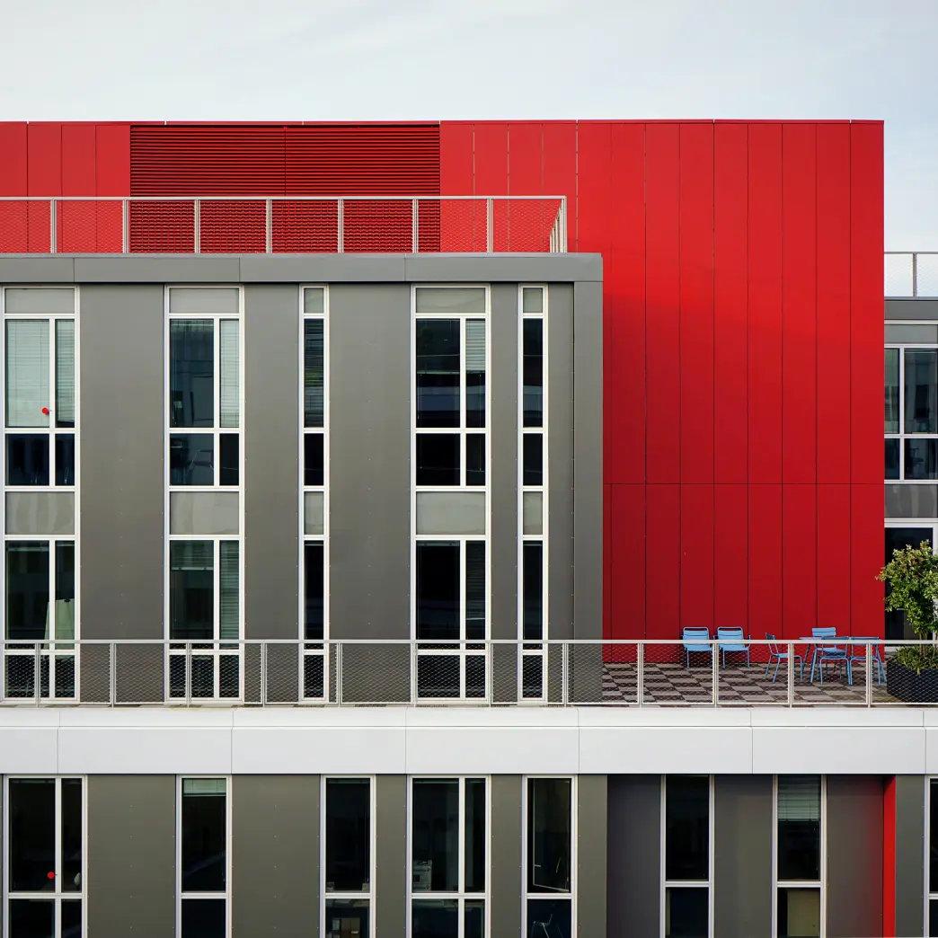 Red and gray building