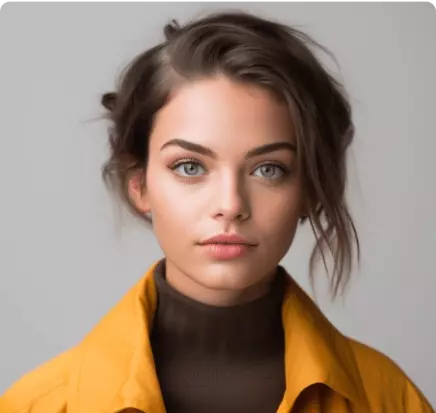 beautiful girl with her hair up and in a yellow coat