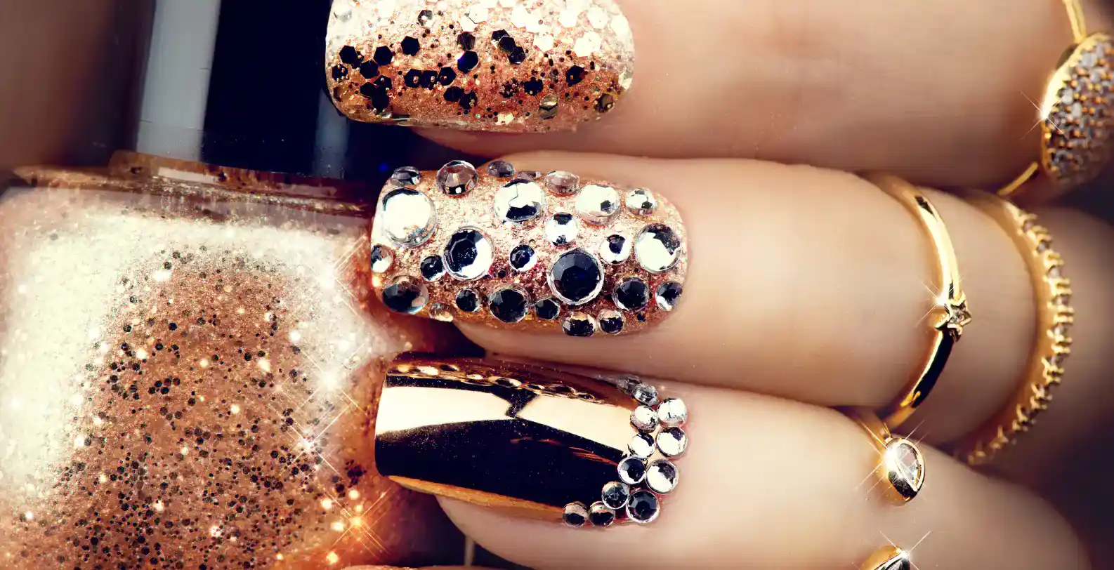 Gold-colored manicure