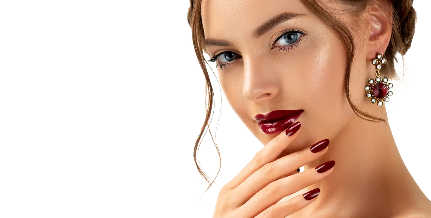 Burgundy manicure girl