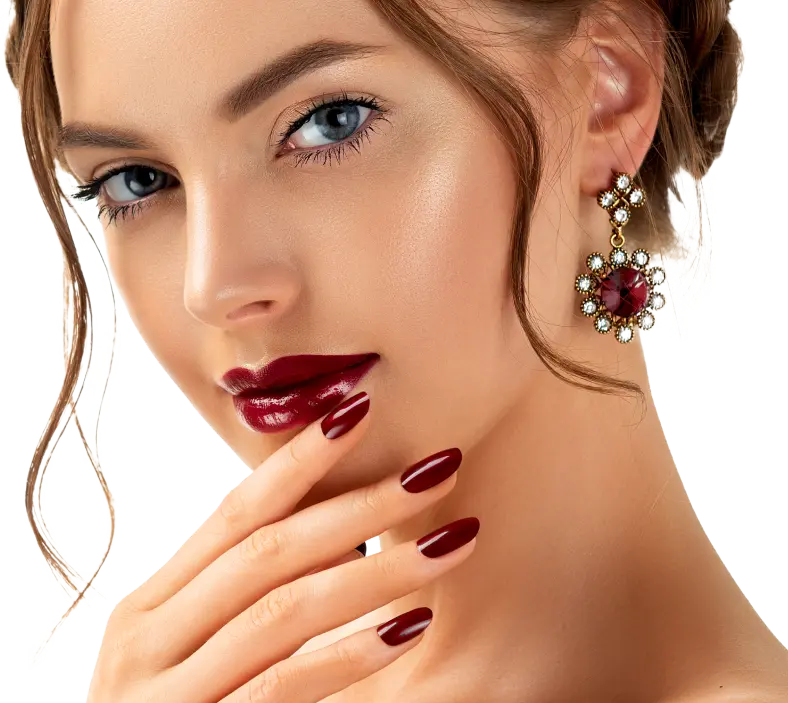 Burgundy manicure girl