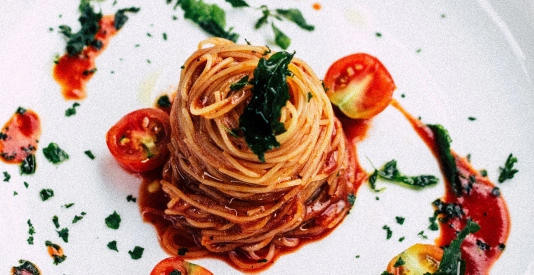 pasta with tomato sauce and herbs