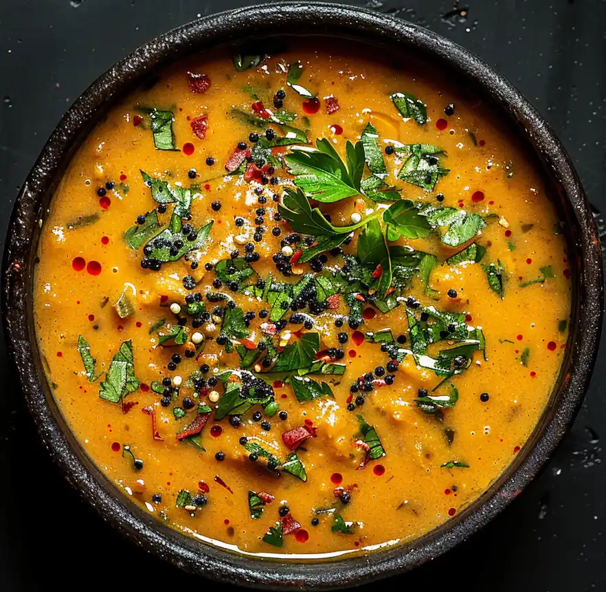 Lentil soup with veggies and spices.