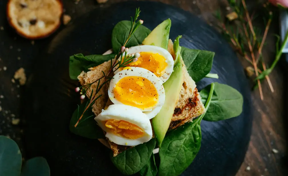 Toast with eggs and avocado photo